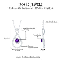 Natural Amethyst Infinity Pendant Necklace with Diamond