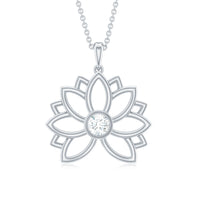 Certified Moissanite Flower Pendant in Bezel Setting