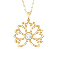 Certified Moissanite Flower Pendant in Bezel Setting