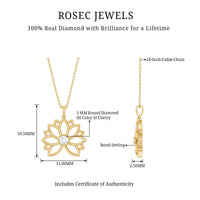 Natural Diamond Lotus Flower Pendant Necklace for Women