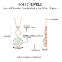 Natural Ethiopian Opal Drop Pendant Necklace with Diamond