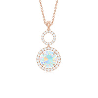 Natural Ethiopian Opal Drop Pendant Necklace with Diamond