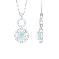 Natural Ethiopian Opal Drop Pendant Necklace with Diamond