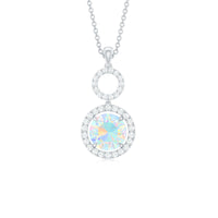 Natural Ethiopian Opal Drop Pendant Necklace with Diamond