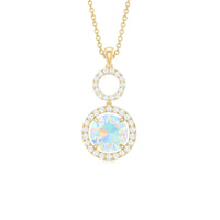 Natural Ethiopian Opal Drop Pendant Necklace with Diamond