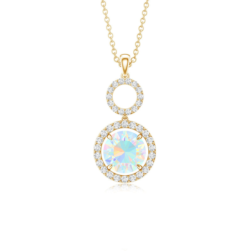 Natural Ethiopian Opal Drop Pendant Necklace with Diamond