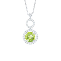Round Peridot and Diamond Dangle Pendant