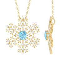 Snowflake Pendant Necklace with Aquamarine and Diamond