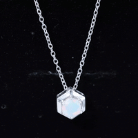 Solitaire Ethiopian Opal Hexagon Pendant Necklace