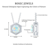 Solitaire Ethiopian Opal Hexagon Pendant Necklace