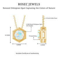 Solitaire Ethiopian Opal Hexagon Pendant Necklace