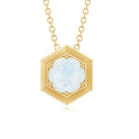 Solitaire Moonstone Hexagon Pendant Necklace