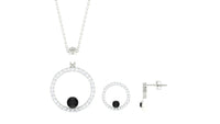 Certified Real Black Onyx Eternity Necklace and Earrings Set with Moissanite