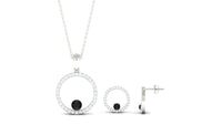 Certified Real Black Onyx Eternity Necklace and Earrings Set with Moissanite