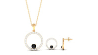 Certified Real Black Onyx Eternity Necklace and Earrings Set with Moissanite