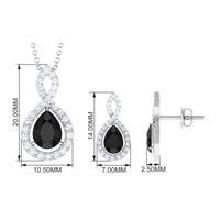 Natural Black Onyx Infinity Necklace and Earrings Set for Women