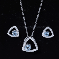 Certified Aquamarine and Moissanite Bridal Jewelry Set