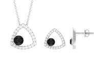 Certified Real Black Onyx Geometric Jewelry Set with Moissanite