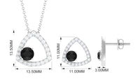 Certified Real Black Onyx Geometric Jewelry Set with Moissanite