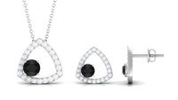 Certified Real Black Onyx Geometric Jewelry Set with Moissanite