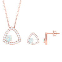 Natural Ethiopian Opal Geometric Jewelry Set with Moissanite