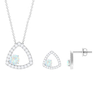 Natural Ethiopian Opal Geometric Jewelry Set with Moissanite