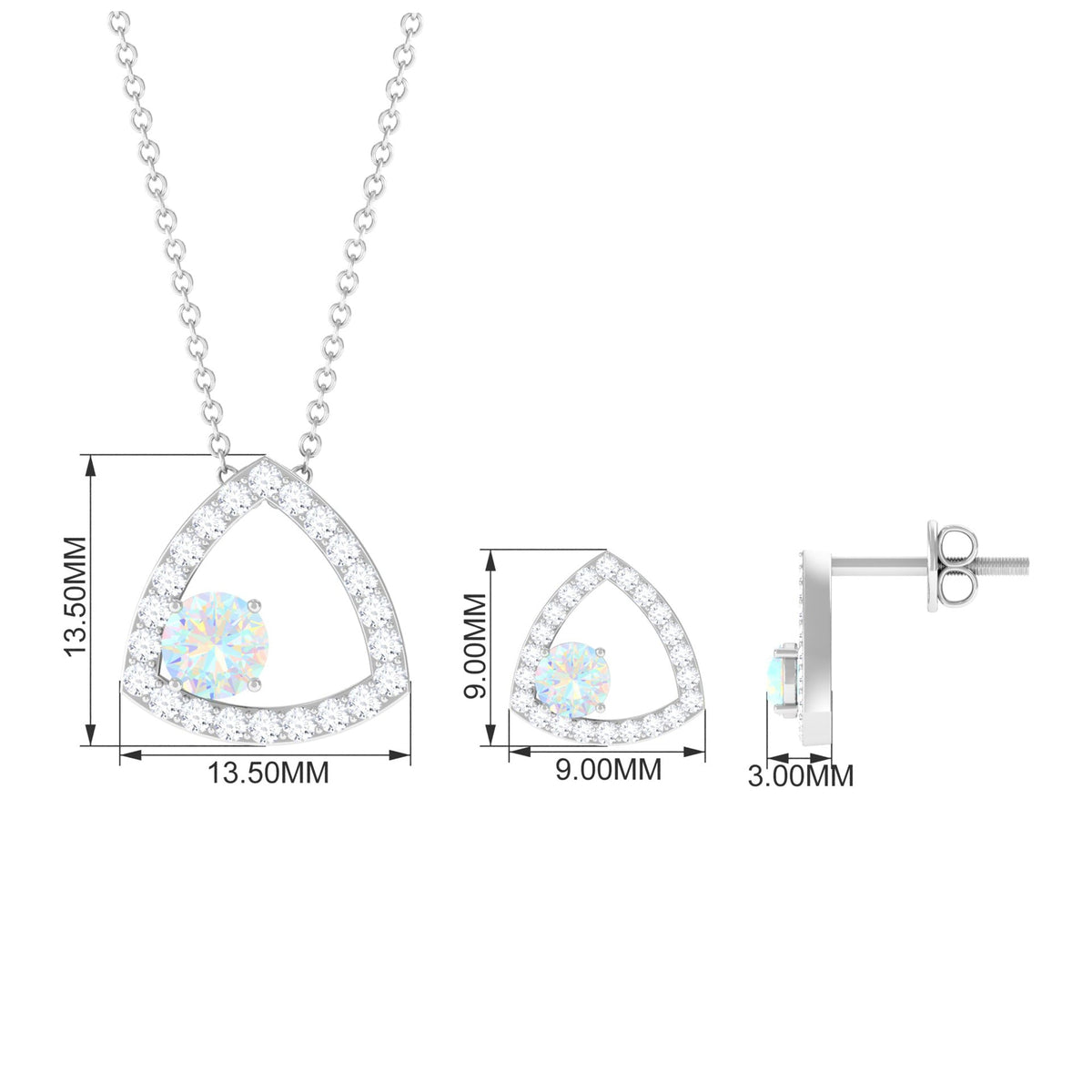 Natural Ethiopian Opal Geometric Jewelry Set with Moissanite