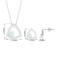 Natural Ethiopian Opal Geometric Jewelry Set with Moissanite
