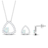 Natural Ethiopian Opal Geometric Jewelry Set with Moissanite