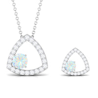 Natural Ethiopian Opal Geometric Jewelry Set with Moissanite
