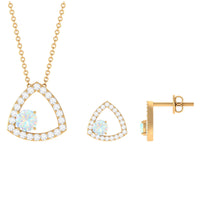 Natural Ethiopian Opal Geometric Jewelry Set with Moissanite