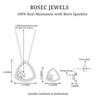 Simple Moissanite Triangle Necklace and Earrings Set
