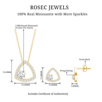 Simple Moissanite Triangle Necklace and Earrings Set