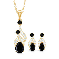 Designer Black Spinel Necklace and Earrings Set with Diamond