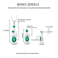 Lab Created Emerald and Diamond Designer Jewelry Set