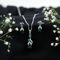Lab Created Emerald and Diamond Designer Jewelry Set