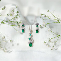 Lab Created Emerald and Diamond Designer Jewelry Set