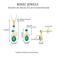 Lab Created Emerald and Diamond Designer Jewelry Set