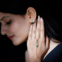 Lab Created Emerald and Diamond Designer Jewelry Set