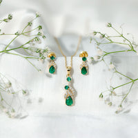 Lab Created Emerald and Diamond Designer Jewelry Set