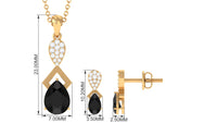 Designer Black Onyx Necklace and Earrings Set with Diamond