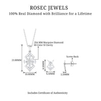 Genuine Diamond Flower Necklace and Earrings Set with Certificate