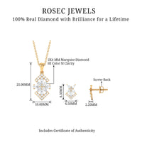 Genuine Diamond Flower Necklace and Earrings Set with Certificate