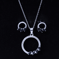 Marquise Cut Black Onyx and Diamond Eternity Jewelry Set