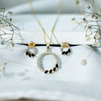 Marquise Cut Black Onyx and Diamond Eternity Jewelry Set