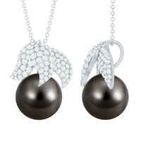 Handpicked 8 Carat Black Pearl and Diamond Necklace with Certificate