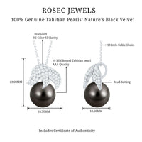 Handpicked 8 Carat Black Pearl and Diamond Necklace with Certificate