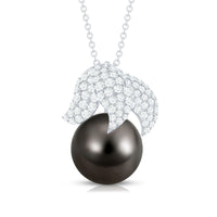 Handpicked 8 Carat Black Pearl and Diamond Necklace with Certificate
