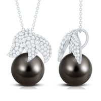 Handpicked 8 Carat Black Pearl and Diamond Necklace with Certificate