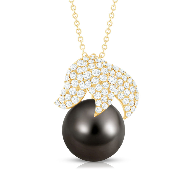 Elegant pendant featuring an 8-carat black pearl and diamond accents by Rosec Jewels, with certificate of authenticity.